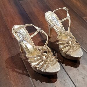 Gold rhinestone platforms size 8